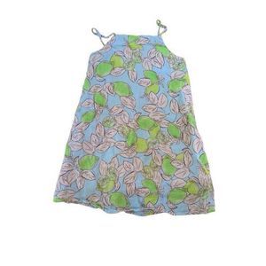 Girls Zara lime print summer linen dress